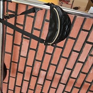 Black vinyl fanny pack